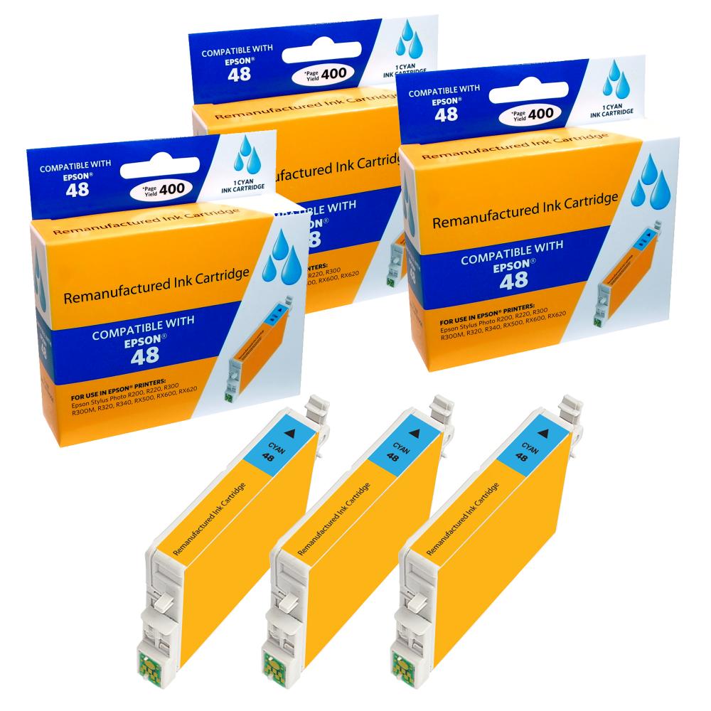 Compatible Epson T048220 Cyan Ink Cartridge (3 Pack) - Gallery 2