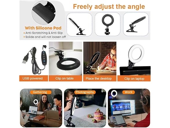 5 Dimmable Ring Light Clip On 2-Pack