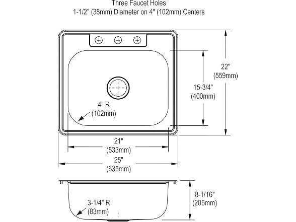 Dayton Stainless Steel Single Bowl Drop-in Sink and Faucet