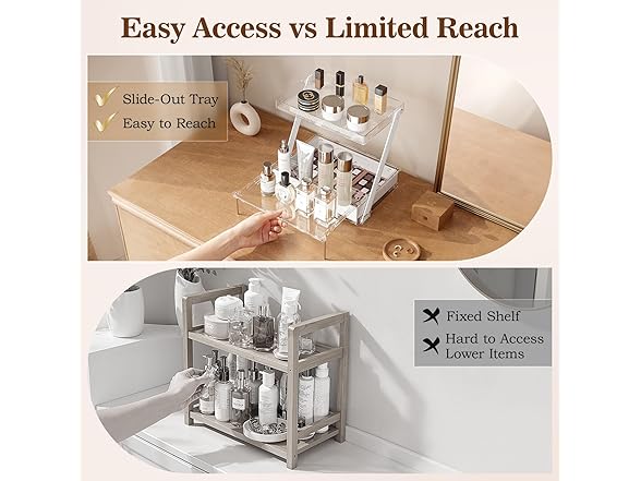 Pomohome 3-Tier Bathroom Countertop Makeup Organizer
