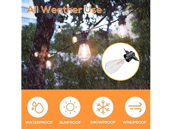 SUNTHIN 48FT Outdoor String Lights