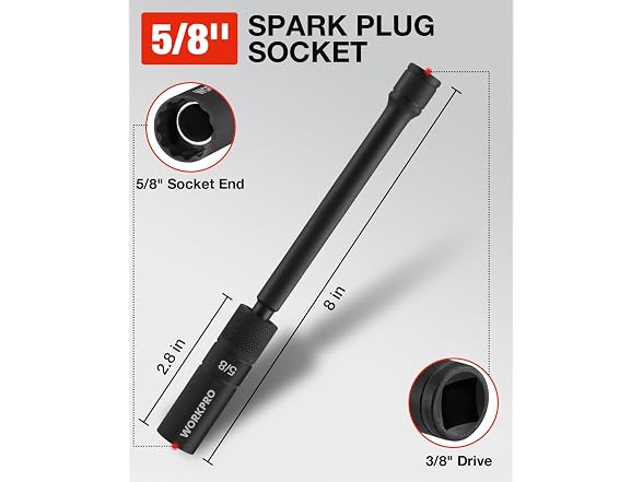 WORKPRO 5/8" Swivel Magnetic Spark Plug Socket