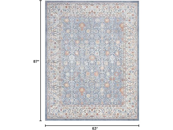 COZYLOOM Oriental Floral Rug 5x7 Blue