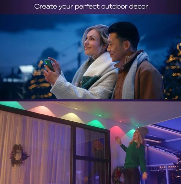 Philips Hue Festavia Permanent Outdoor Lights, 90ft - Gallery 17