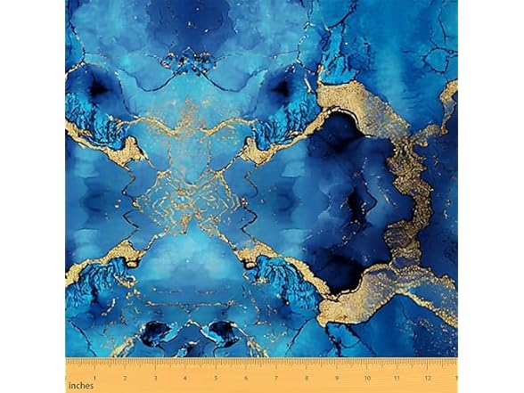 Erosebridal Blue Gold Upholstery Fabric, Marble