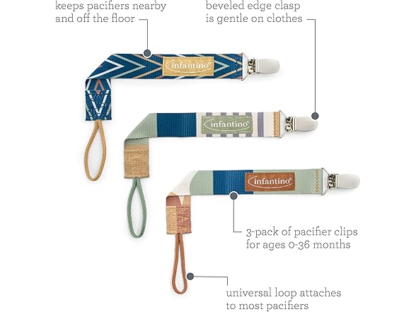 Infantino 3-Pack Pacifier Clip Holders