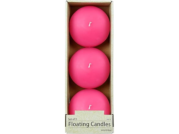 3-Pc Floating Candles, 4-Inch, Hot Pink