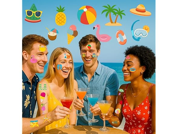 Generic Beach Pool Temporary Tattoos