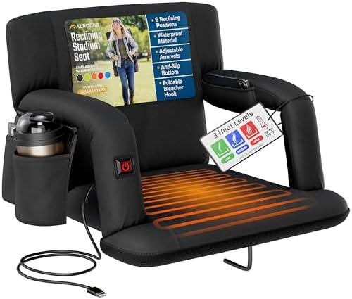 Recl H Stadium Seat w Armrests - Blk