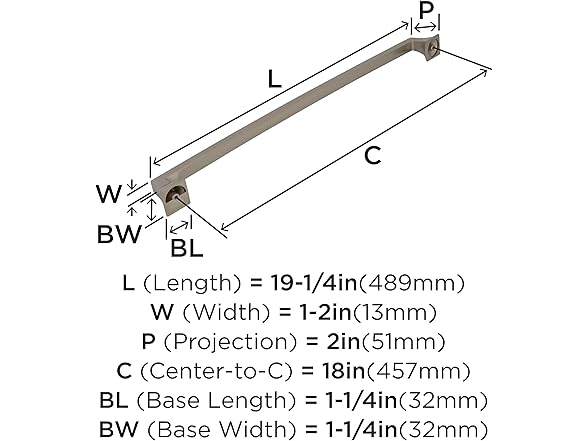 Amerock Mulholland Pull, 18", Nickel