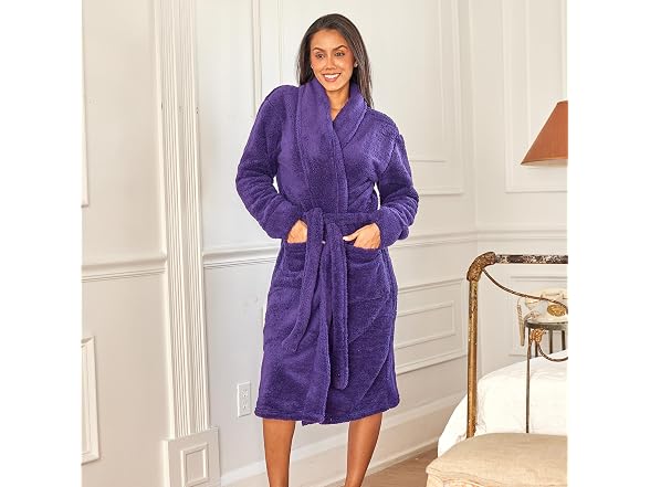 Alexander Del Rossa Women (M) Sherpa Pockets Robe