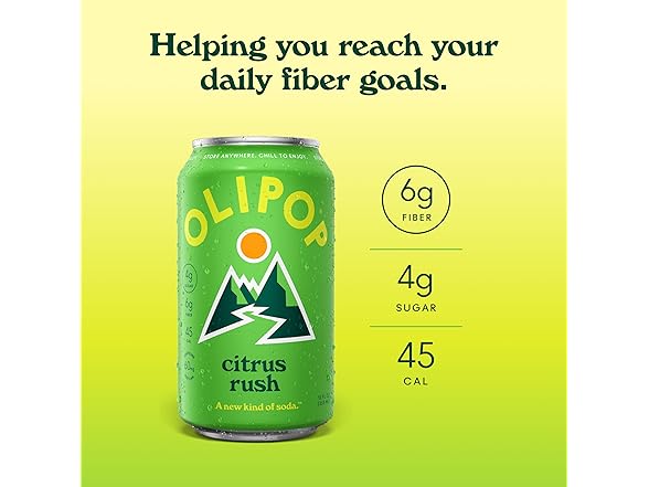 OLIPOP Prebiotic Soda Pop, Citrus Rush, 12Pk