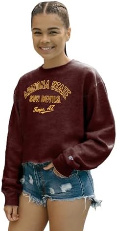 Blue 84 Women's Standard NCAA Officially Licensed Crop Crewneck Sweatshirt Campus Team Color, X-Large