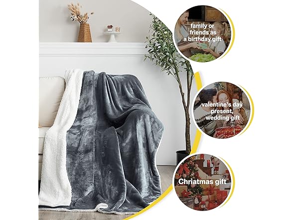 NICETOWN Sherpa Fleece Reversible Blankets Twin