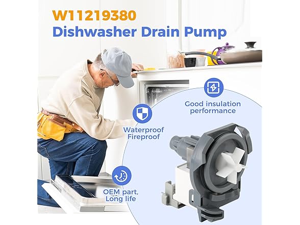 GREALTH W11219380 Dishwasher Drain Pump
