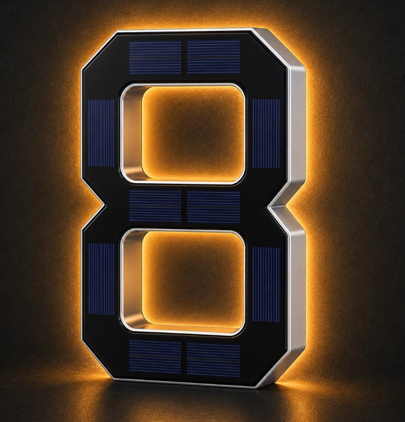 Infinite Basics Solar LED House Number Sign – 6.7" (0-9, A-D) - Gallery 23