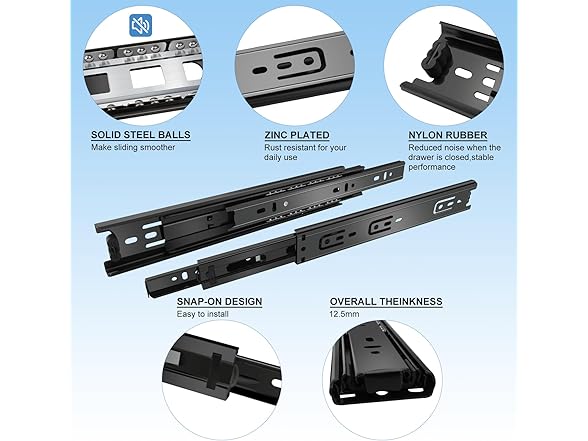 Sulawskys 22 inch Drawer Slides 1 Pairs (2pcs) Fu