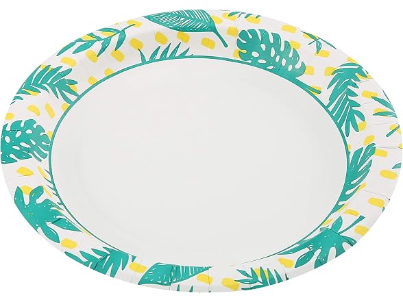 Glad Round Disposable Paper Plates, Palm Leaves,  50 Ct