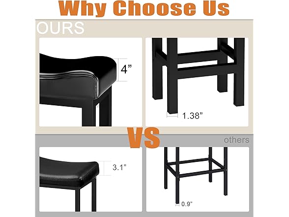 SANUMY SANUMY Bar Stools Set of 2, 24 Inch Coun