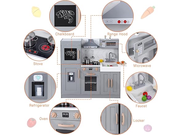 Play Kitchen for Kids, Grey