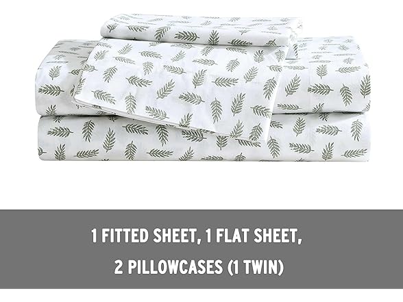 Eddie Bauer Twin Sheet Set, Laurel Leaves