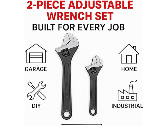 EXXO 4003 2 pc Adjustable Wrench Set
