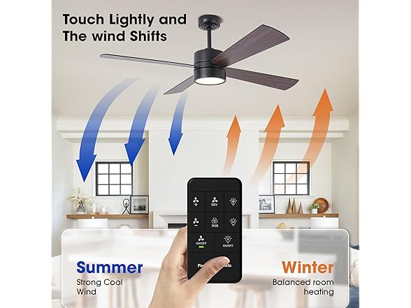 Parrot Uncle Ceiling Fan w/ Lights & Remote, 52" Black