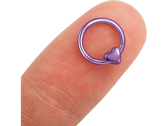 G23 Titanium Heart Nose Ring Dark Purple
