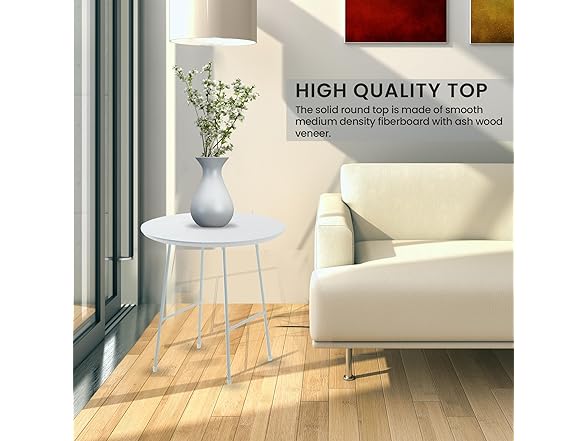 LeisureMod Rossmore Round Steel Side Table