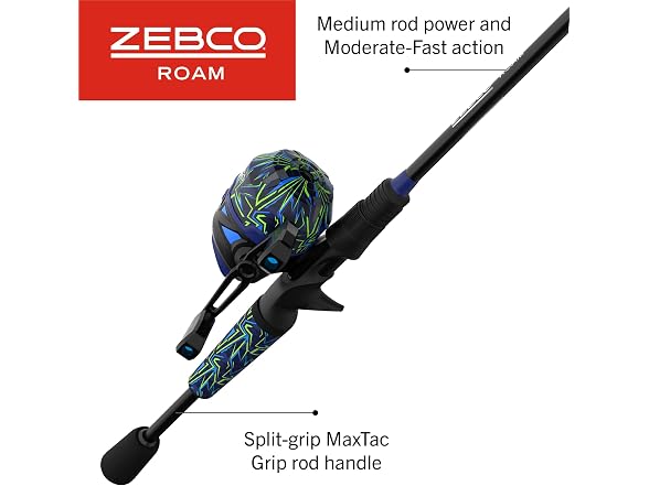 Zebco Roam Spincast Reel and Fishing Rod Combo, 6-Foot
