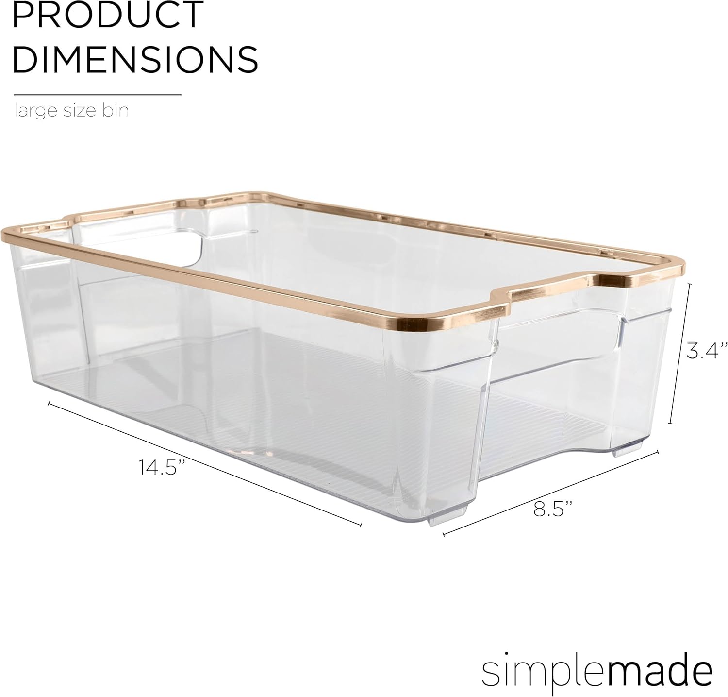 SIMPLEMADE Clear Refrigerator Bins, Gold - Gallery 16