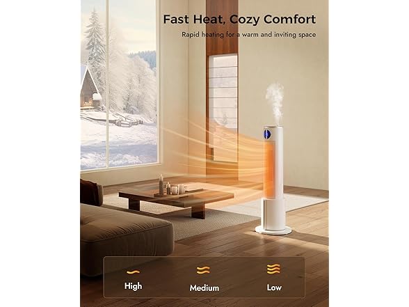 Oylus Space Heaters for Indoor Use - Portable Tower Heater with Humidifier, Remote, Adjustable Thermostat, 3 Heat Modes, Multiple Safety Protection, 12H Timer, Quiet Electric Heater for Bedroom (Open Box)