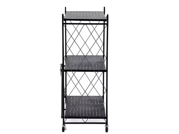 J&V Textiles Foldable 3-Tier Matte Metal Cart