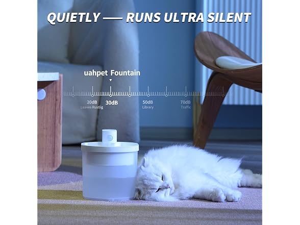 uahpet Cat Water Fountain, Wireless & Battery Operated