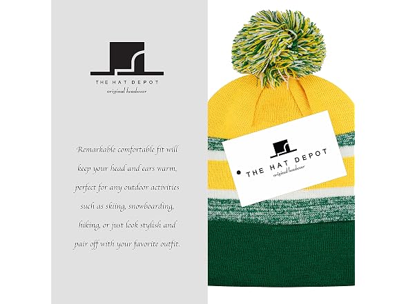 The Hat Depot (OS) Winter Knit Beanie Hat Pom Pom
