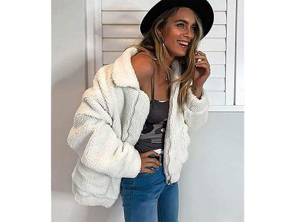 Comeon Women's (XL) Women's Coat Casual Lape White