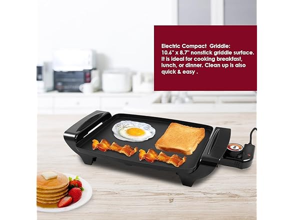 Elite Gourmet 10.5" Griddle, Black