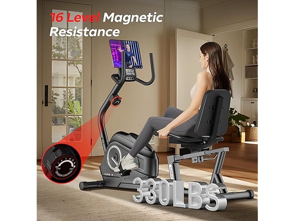 CURSOR FITNESS Recumbent Exercise Bike, Stationary Bikes for (Open Box)