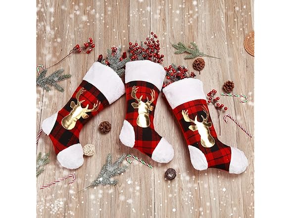 GAOMON 20" Large Christmas Stockings, 3PCs Red