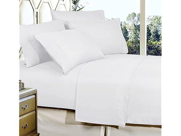 Elegant Comfort 6Pk King Flat Sheet, White