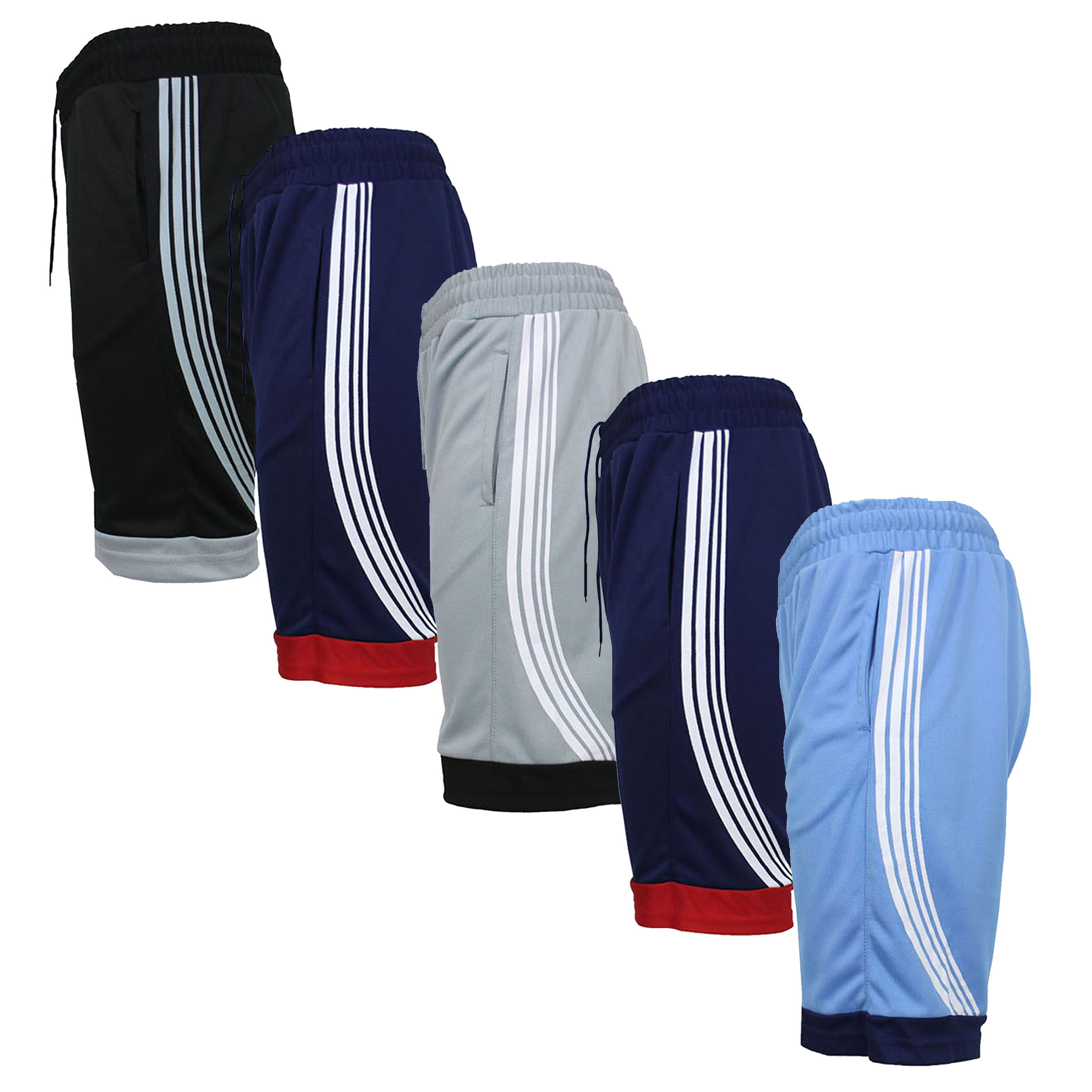 5Pk Mens Active Mesh Shorts w/Trim (S-2XL) - Gallery 9