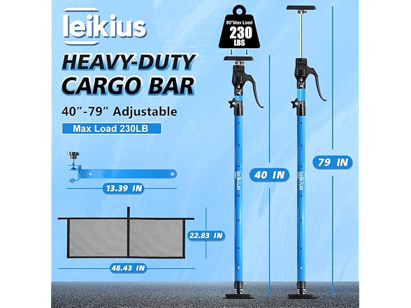 Leikius 79in Adjustable Cargo Bar 200LB