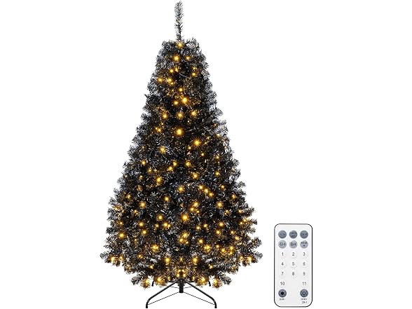 7.5FT Black Christmas Tree Prelit