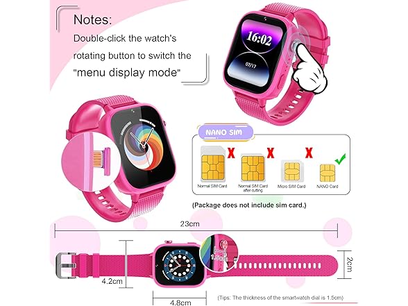 OKYUK 4G Kids Smartwatch w/SIM Card