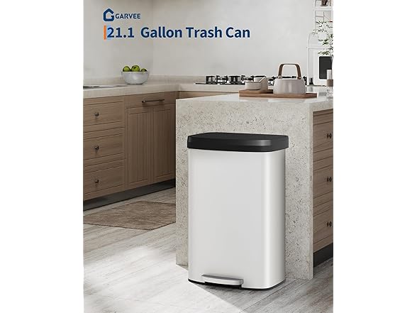 21.1 Gal/80L Stainless Steel Trash Can with Soft-Close Plastic Lid
