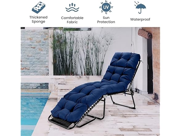 GRAFFY Patio Chaise Lounge Cushion, 72" x 22" x 4"