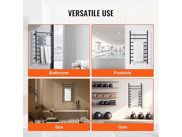 VEVOR 8 Bars Towel Warmer Rack, 120V