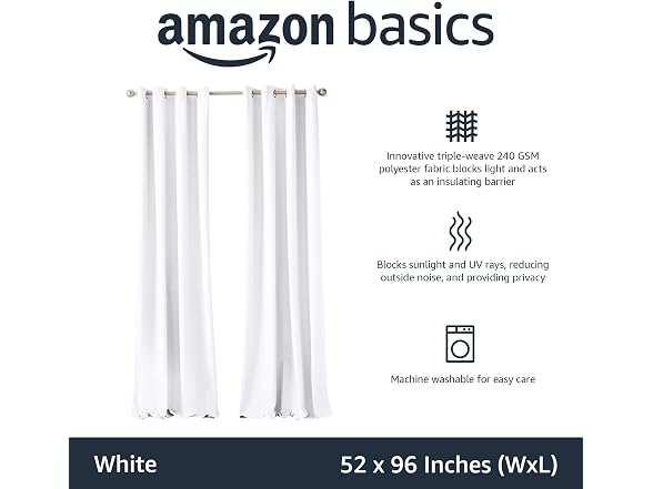 Amazon Basics Room Darkening Blackout Window Curtain with Grommets - Gallery 2