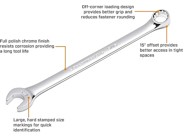 Gearwrench 81917 18 Pc 12pt. Wrench Set, Long Pattern, SAE