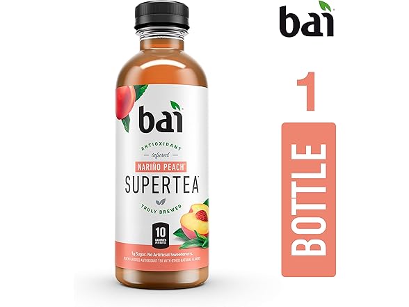 1CT Bai Narino Peach Tea, Antioxidant Infused Tea 18 oz